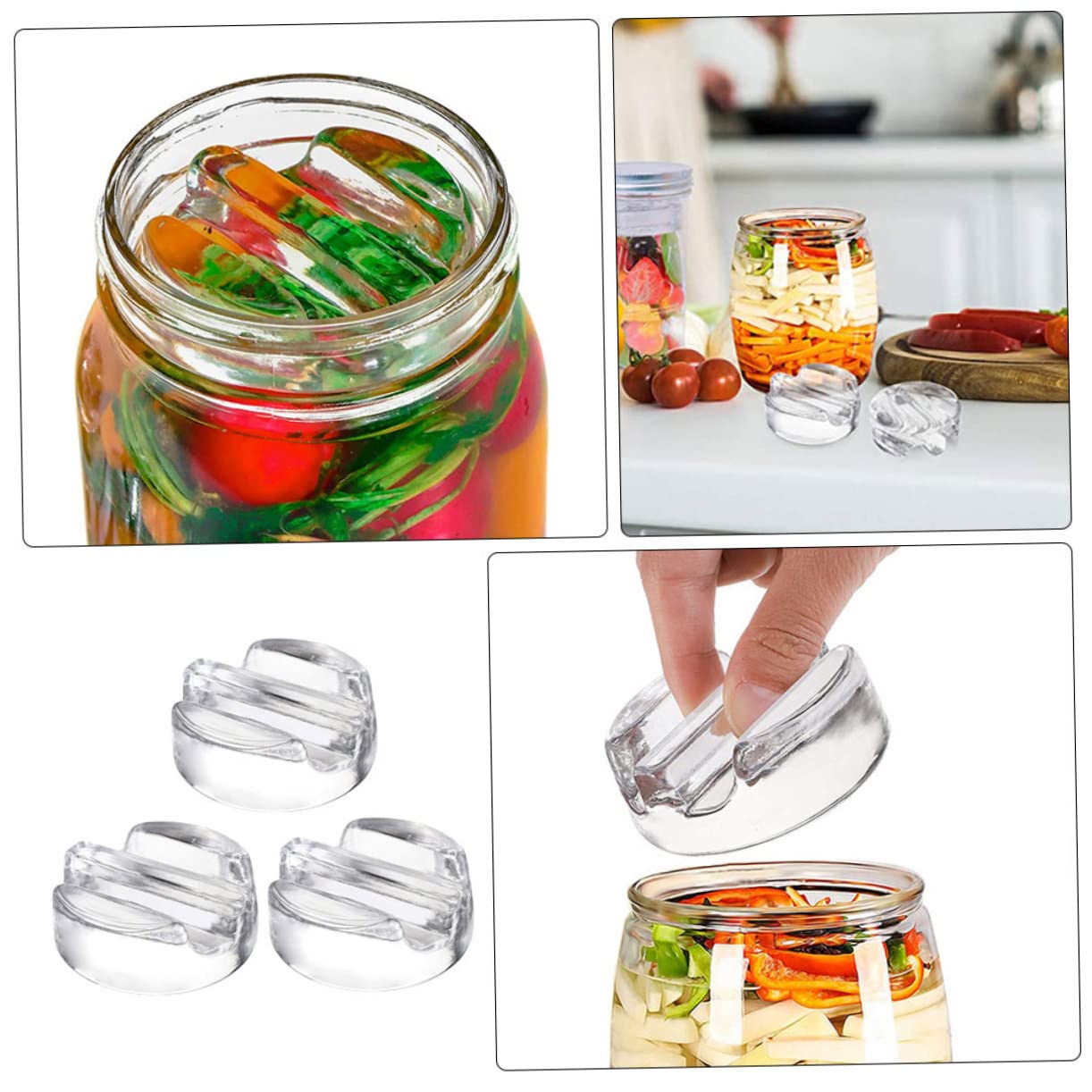 3 Stück Glas Gärgewichte für Weithalsgläser mit Griffiger Struktur