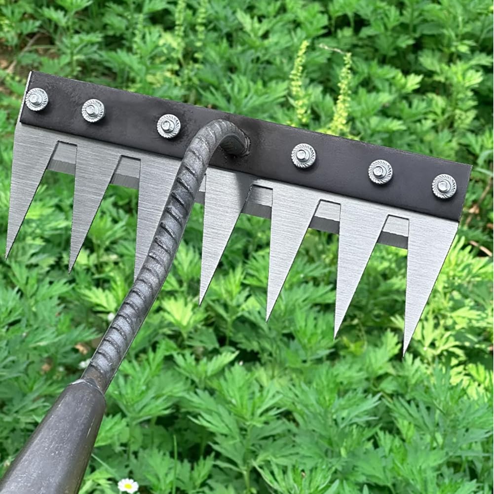 Herramienta de desbrozadora manual de jardinería, herramienta de desbrozadora manual con cuchillas desmontables, 4 tamaños, acero de alto carbono, diseño de doble borde para eliminación de malas
