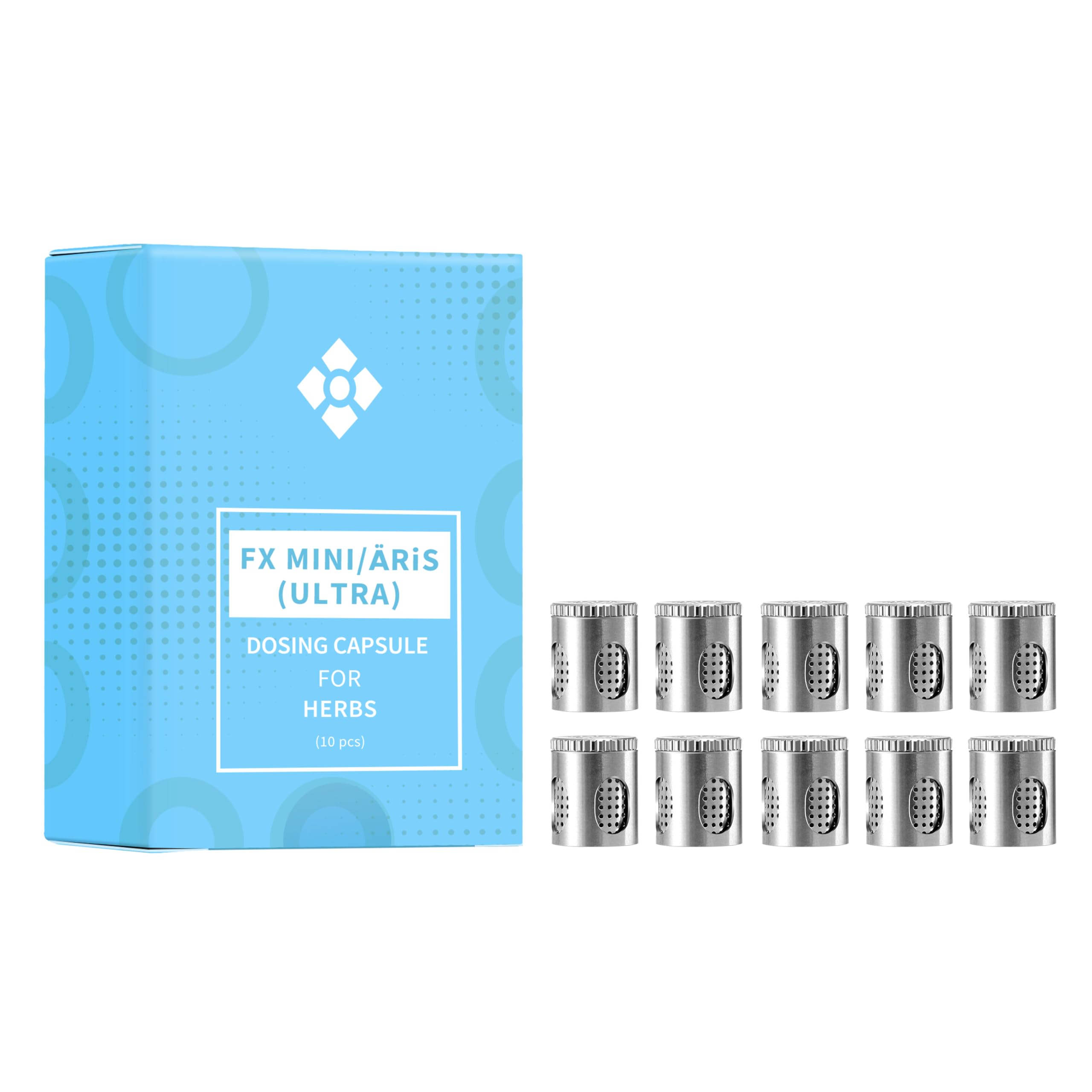 WOLKENKRAFT FX MINI (ULTRA) | ÄRiS (ULTRA) 10 Capsules doseuses pour herbes | Lot de 10 | en acier inoxydable | Accessoires d'origine pour vaporisateur WOLKENKRAFT FX MINI (ULTRA) et ÄRiS (ULTRA)