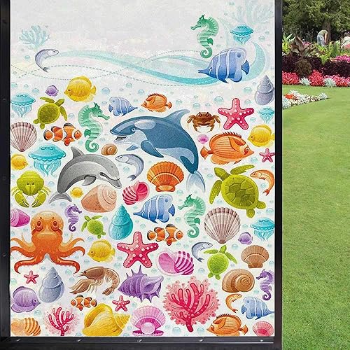 Miniatura 8 de Película náutica para ventana, privacidad para ventana, tentáculos de pulpo Kraken, barco, barco viejo en olas del océano, oscurecimiento de