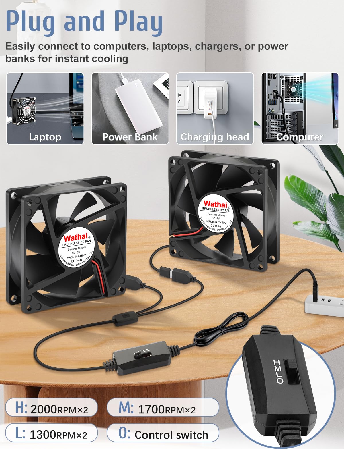 Snapklik.com : 80mm X 80mm X 25mm USB Fan 5V For Computer Laptop Router ...