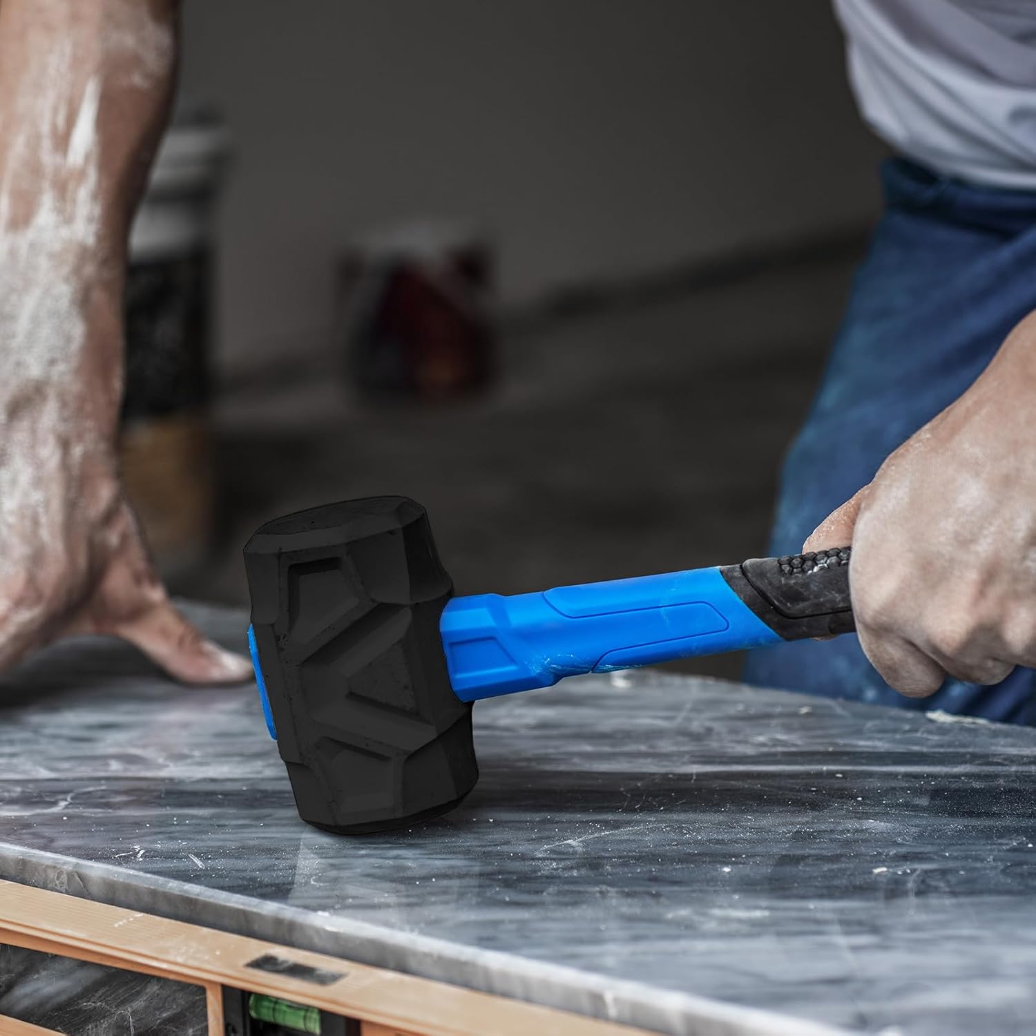 Real Steel Rubber Mallet Hammer 16 OZ Black Rubber Hammer with Solid Head, Double-faced Mallets for Flooring, Woodworking, Camping, Automotive 0325