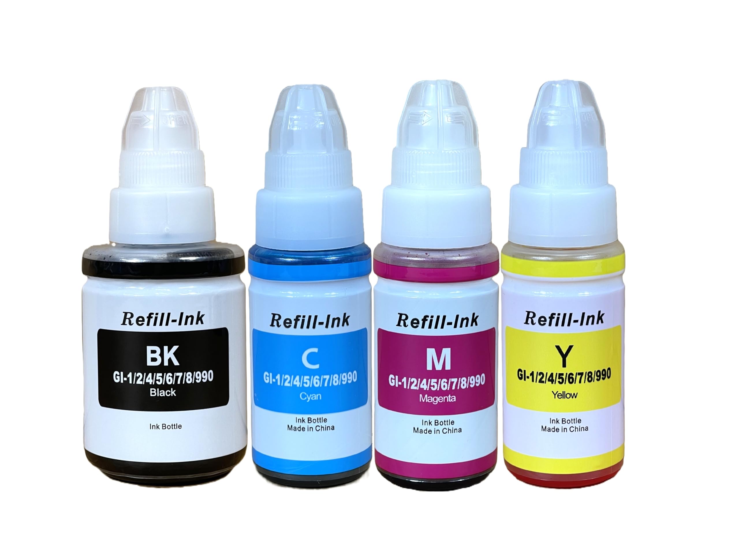 Vivid Colors Refill Ink Bottles Replacement for use Cn Mega Tank Printers GI-290 GI-190 GI-490 GI790 GI-890 GI-990 GI290 4 Pack G Series Ink