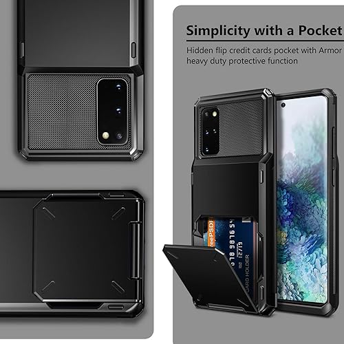 Miniatura 6 de Vofolen Funda tipo cartera para Galaxy S20 para hombres y mujeres, con 4 ranuras para tarjetas de crédito, bolsillo trasero oculto, doble capa,