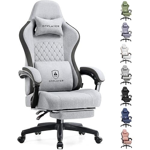 GTPLAYER Gaming Chair, Computer Office Chair with Pocket Spring Cushion, Linkage Armrests and Footrest, High Back Ergonomic Computer Chair with Lumbar Support Task Chair with Footrest