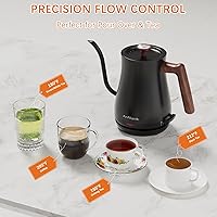 Vista 7 de Gooseneck Electric Kettle with Thermometer, 0.8L Small Electric Tea Kettle, 1200W Fast Heat, Precision Pour for Coffee & Tea, Auto Shut Off & Dry