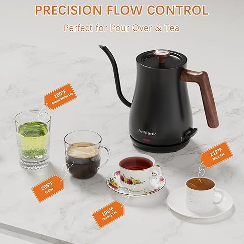 Miniatura 7 de Gooseneck Electric Kettle with Thermometer, 0.8L Small Electric Tea Kettle, 1200W Fast Heat, Precision Pour for Coffee & Tea, Auto Shut Off & Dry