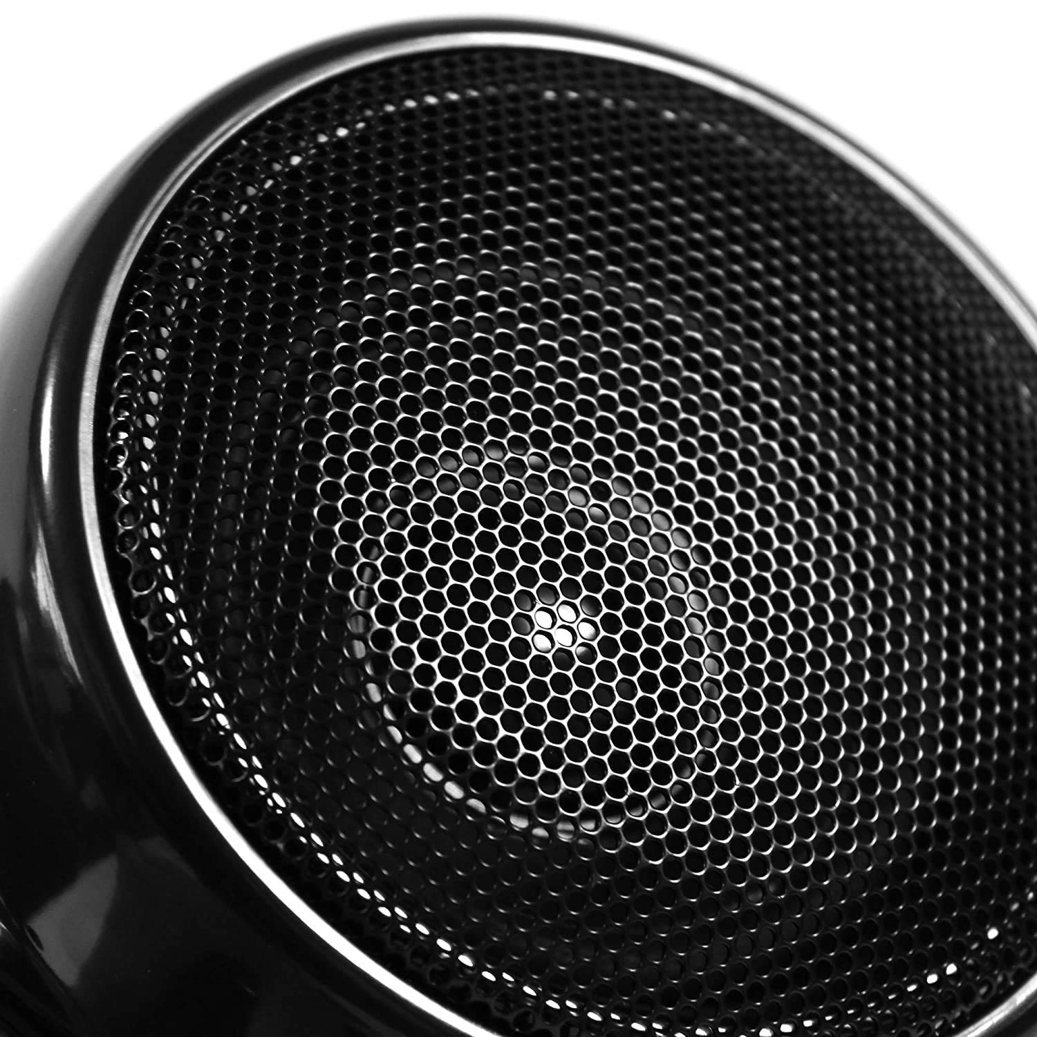 SPK350X 4 Zoll Full Range wasserdichtes Motorrad Bluetooth Stereo Lautsprecher Moto Audio Verstärker Funksystem für ATV RZR UTV Quad 4 Wheeler (Schwarz,Gitter)