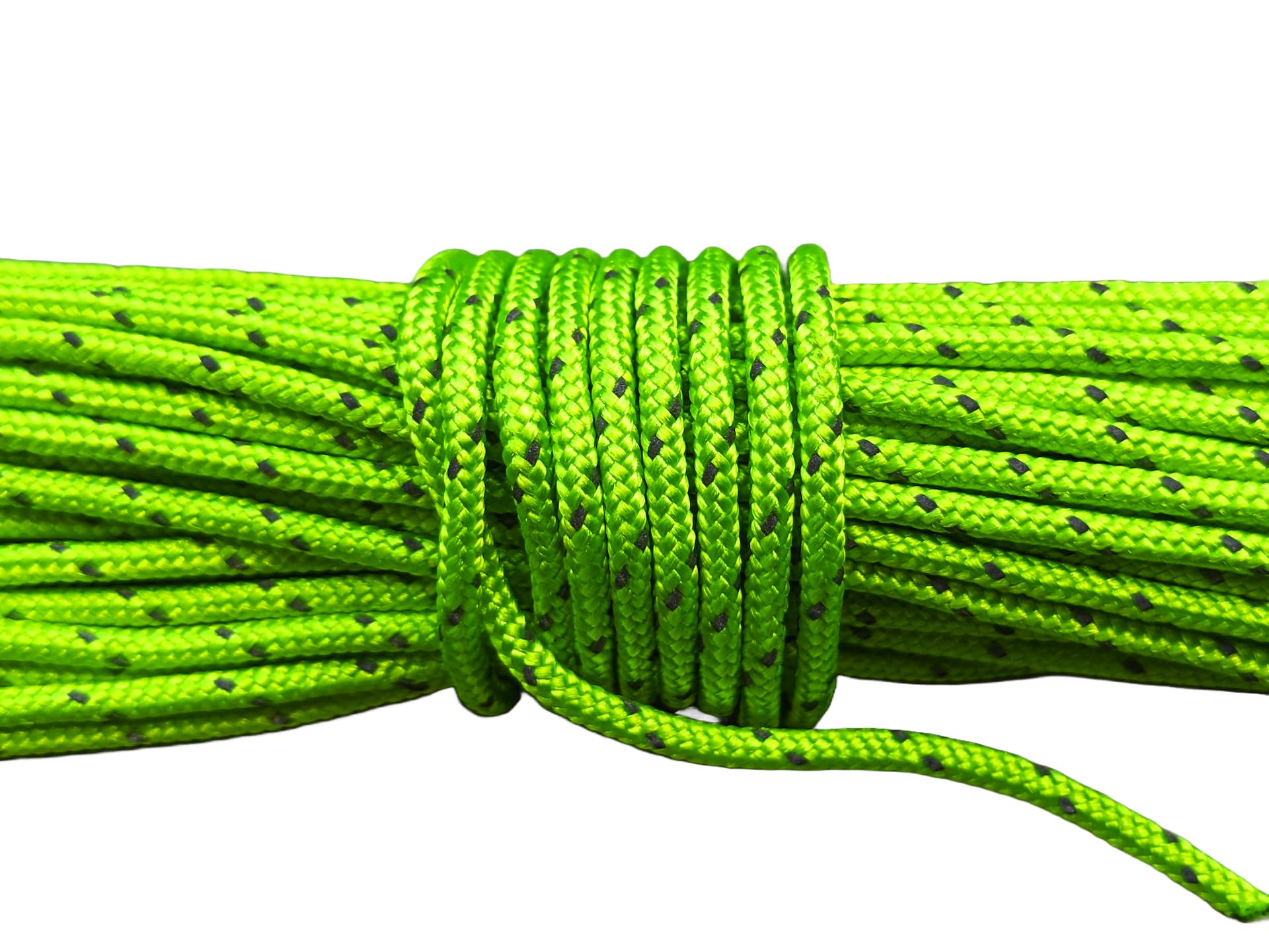 Dyneema Corde verte réfléchissante ultra légère de 2 mm de diamètre | Charge de rupture de 200 kg | Corde de guidage pour tente | Convient pour la voile, le canot, le yachting, la croisière, la course