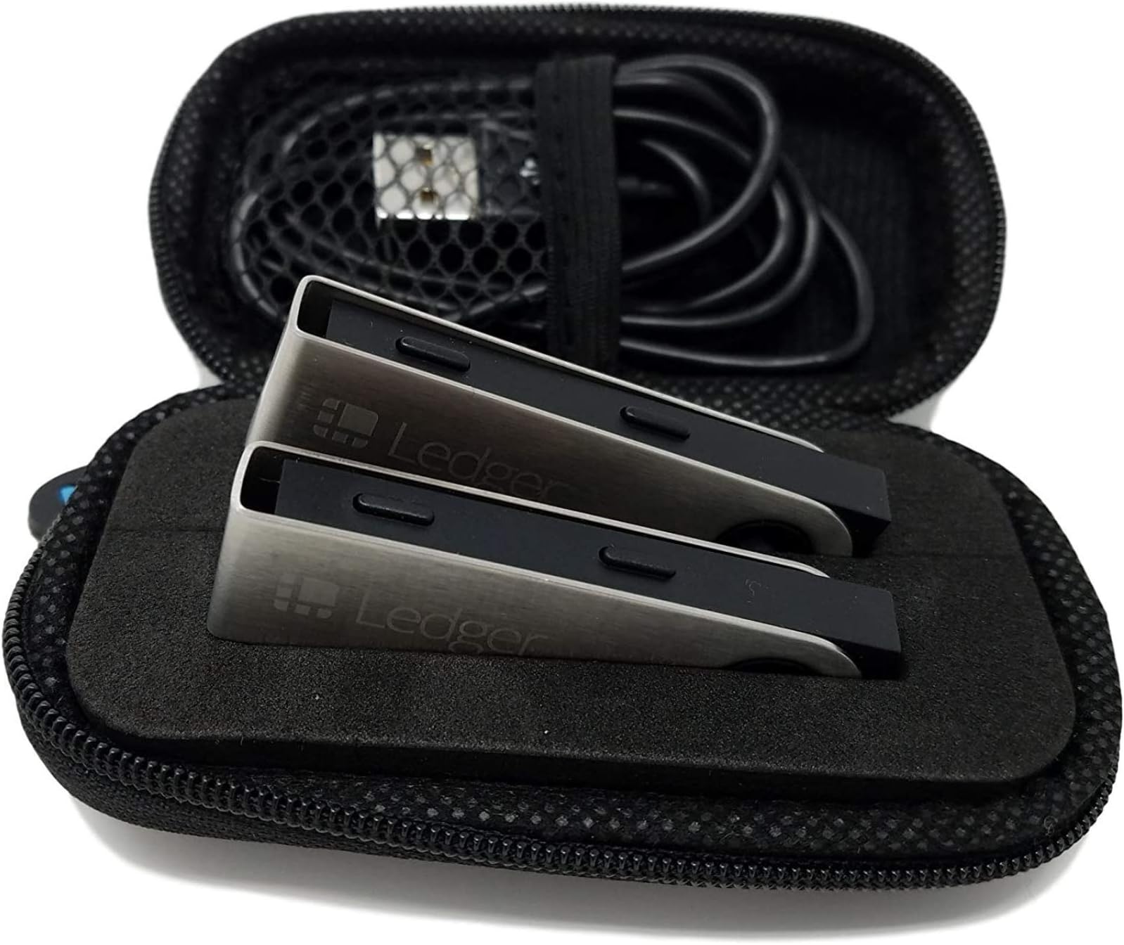 Ledger Nano S Case with Zipper, Ledger Bitcoin Hardware Wallet Storage, Fits Two Ledgers | Safely Store Your Cryptocurrency Wallets and Secure from Damage by CW Cases (Ledger Case)