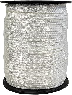 3/16 inch White Dacron Polyester Rope - 500 foot spool | Solid Braid - Industrial Grade - High UV and Abrasion Resistance...