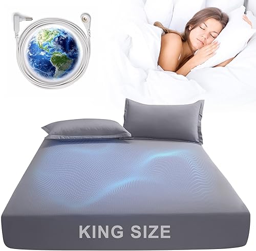 Miniatura 1 de Sábanas de tierra para tamaño King, sábanas bajeras de tierra para mejorar el sueño, mejor trabajo y ayudar con la ansiedad, algodón orgánico y