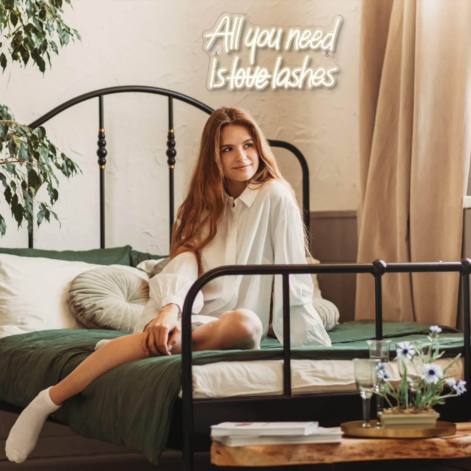 WLHOPE All you need is Lashes Neon Sign, Warm White Led Neon Signs for Wall Decor, Lash Neon Signs Letter Neon Lights for Bedroom Bar Party Girls Room Nail Room Salon, Lash Room Decoration - Image 4