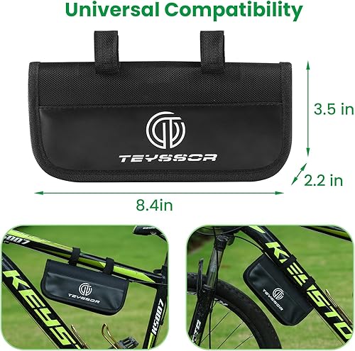 Miniatura 7 de Teyssor Bolsa de reparación de bicicletas con bomba de neumáticos, kit de herramientas de reparación de neumáticos de bicicleta, bolsa de