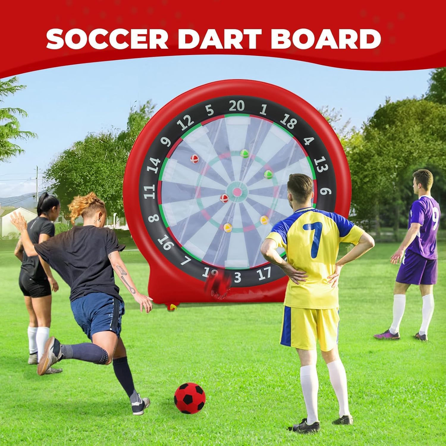 Ballon Gonflable Football Dart Board, Planche de fléchettes géante Gonflable de Golf, Jeu de Lancer des avec Pompe, Jeu de tir Dart Board géant