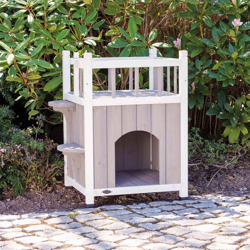Trixie 44093 natura Cat's Home mit Balkon, 45 × 65 × 45 cm, grau/weiß
