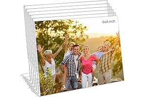 4x6 Acrylic Frameless Wall Frames - Set of 6 Clear Plastic Frames for Display
