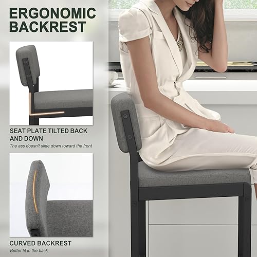 Miniatura 6 de Taburetes de bar modernos con altura de mostrador, sillas de barra de 26 pulgadas de altura con respaldo, taburetes tapizados, taburetes de bar de