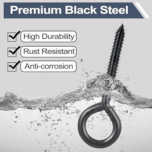 Miniatura 5 de DELSWIN Ganchos de ojo de tornillo  800 libras, ganchos de ojo resistentes de 6 pulgadas, pernos de ojo autorroscantes a prueba de óxido, tornillo