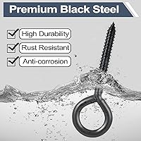 Vista 5 de DELSWIN Ganchos de ojo de tornillo – 800 libras, ganchos de ojo resistentes de 6 pulgadas, pernos de ojo autorroscantes a prueba de óxido, tornillo