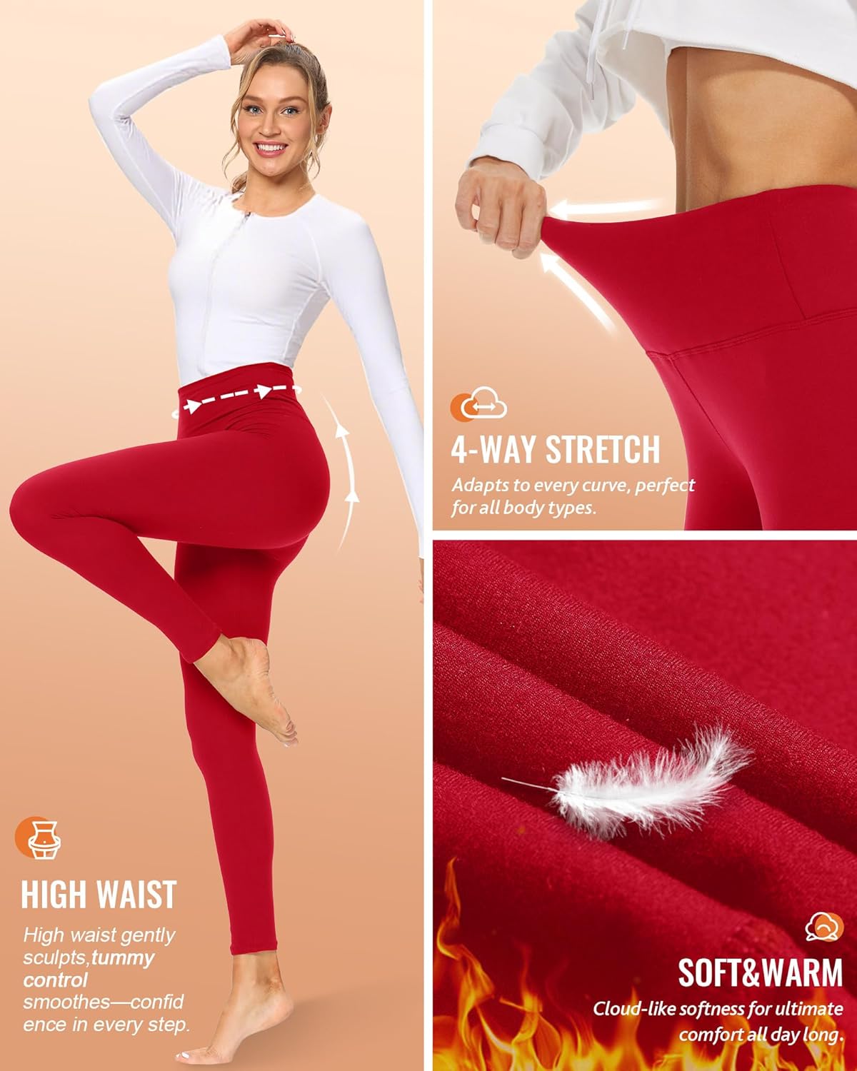 QGGQDD Fleece Lined Leggings Women - Soft Tummy Control High Waisted Winter Thermal Warm Yoga Pants for Workout Hiking - Image 3