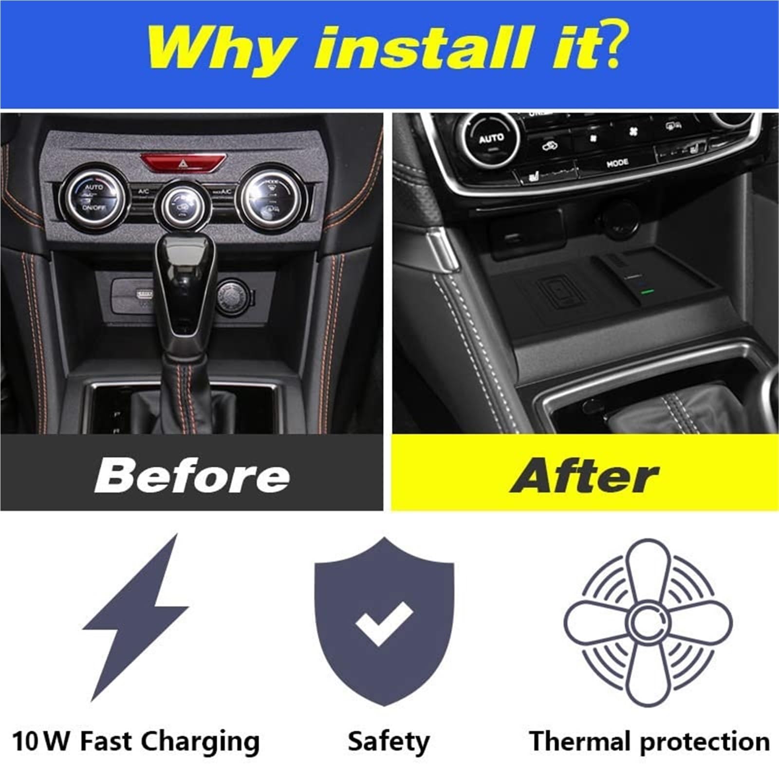 Ładowarka samochodowa Qi bezprzewodowa, do Subaru, forester, akcesoria 10w szybka ładowarka płytka ładująca telefon części do modyfikacji wnętrza Bezprzewodowa ładowarka samochodowa