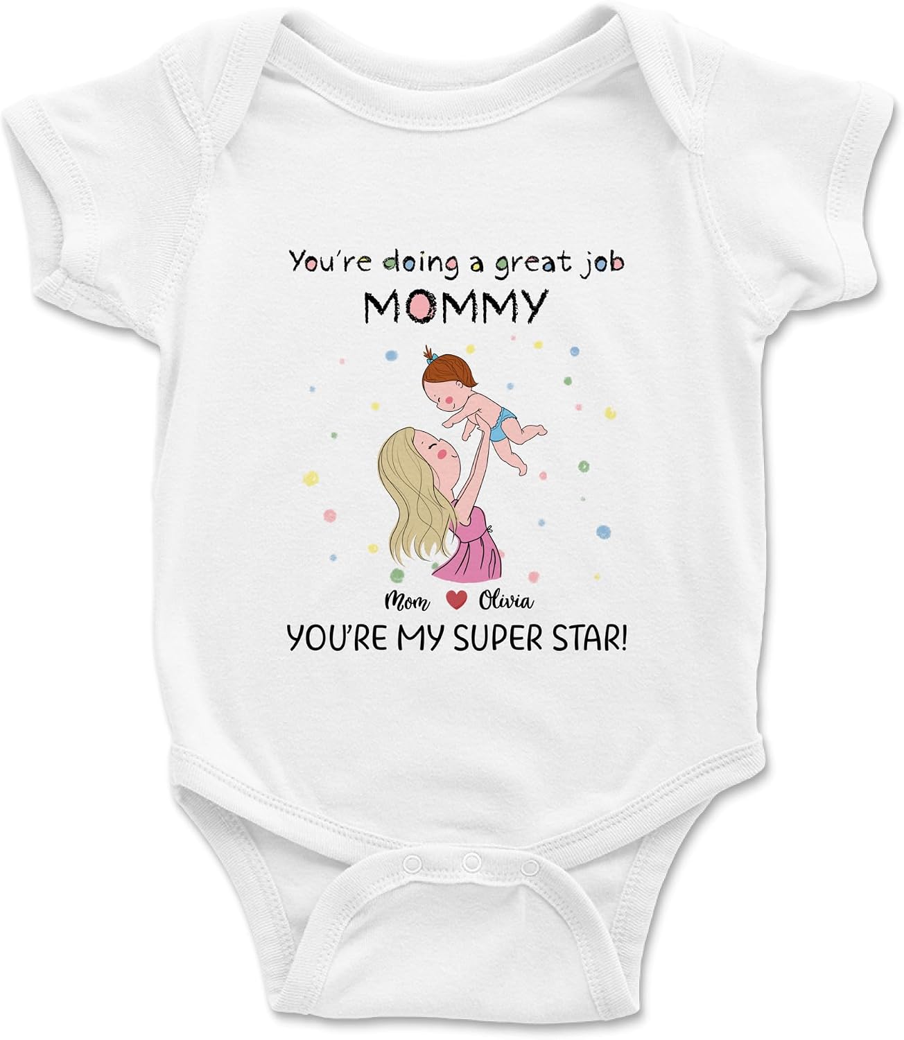 Gossby Custom Baby Onesie - Personalized Baby Boy, Girl Bodysuit with Design, Name - Gift Newborn, New Mom - 0-24 Months
