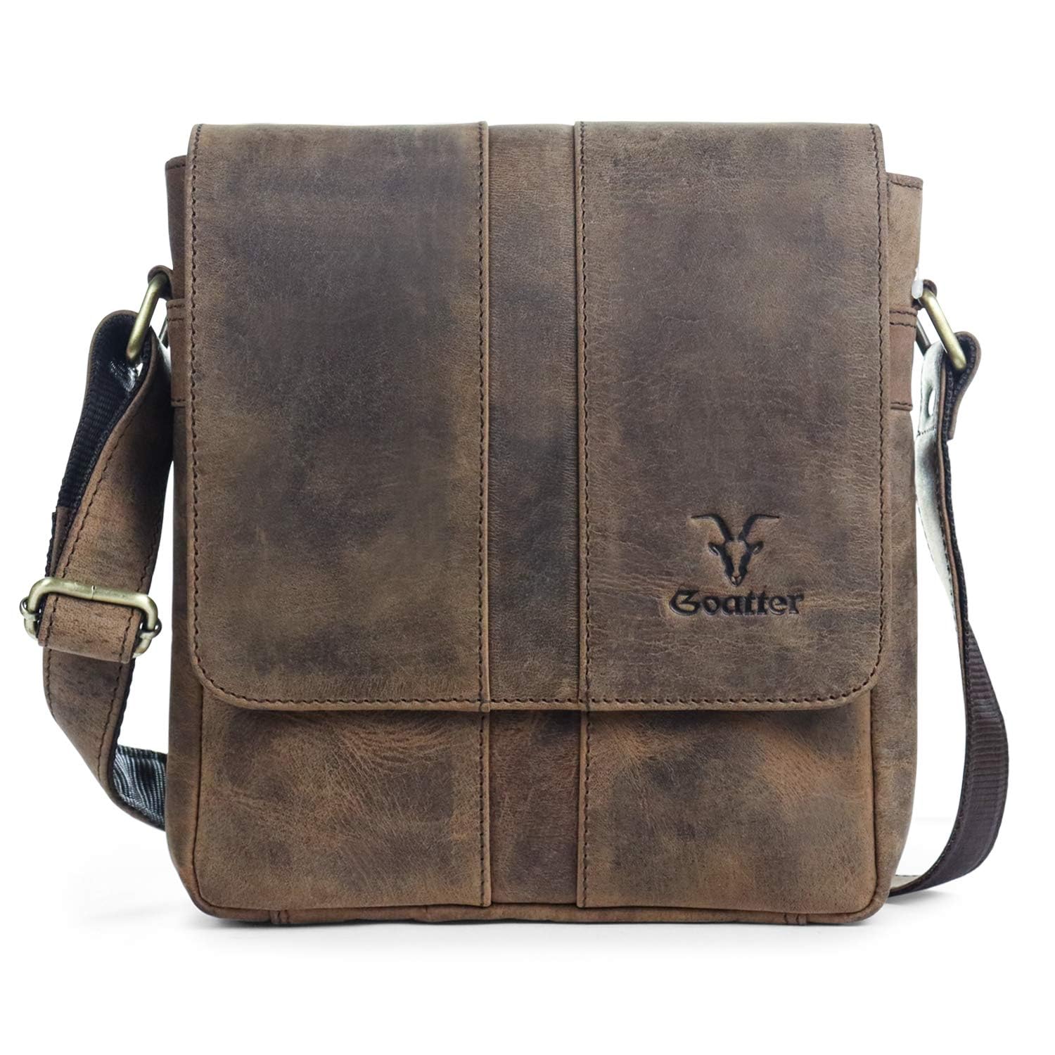 goatter Genuine Leather Unisex Faster 9.5 Inch Messenger Bag (Dark Brwon) Gtht-03 - Brown-picture-14