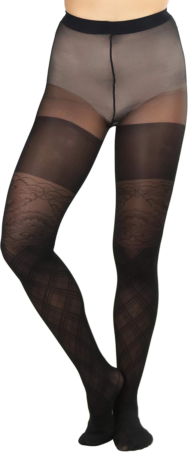 ToBeInStyle Women's Argyle Checkered Diamond Rhombus Net Opaque Sheer Tights Pantyhose - Image 4