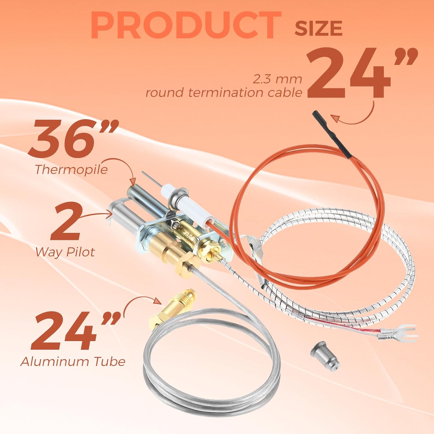 446-512A NG Pilot Assembly Compatible with Heat-N-Glo Part No. HSRV 446-512A, Replaces Old Models SL2000, 4000, 5000, 6000, SRV446-512A