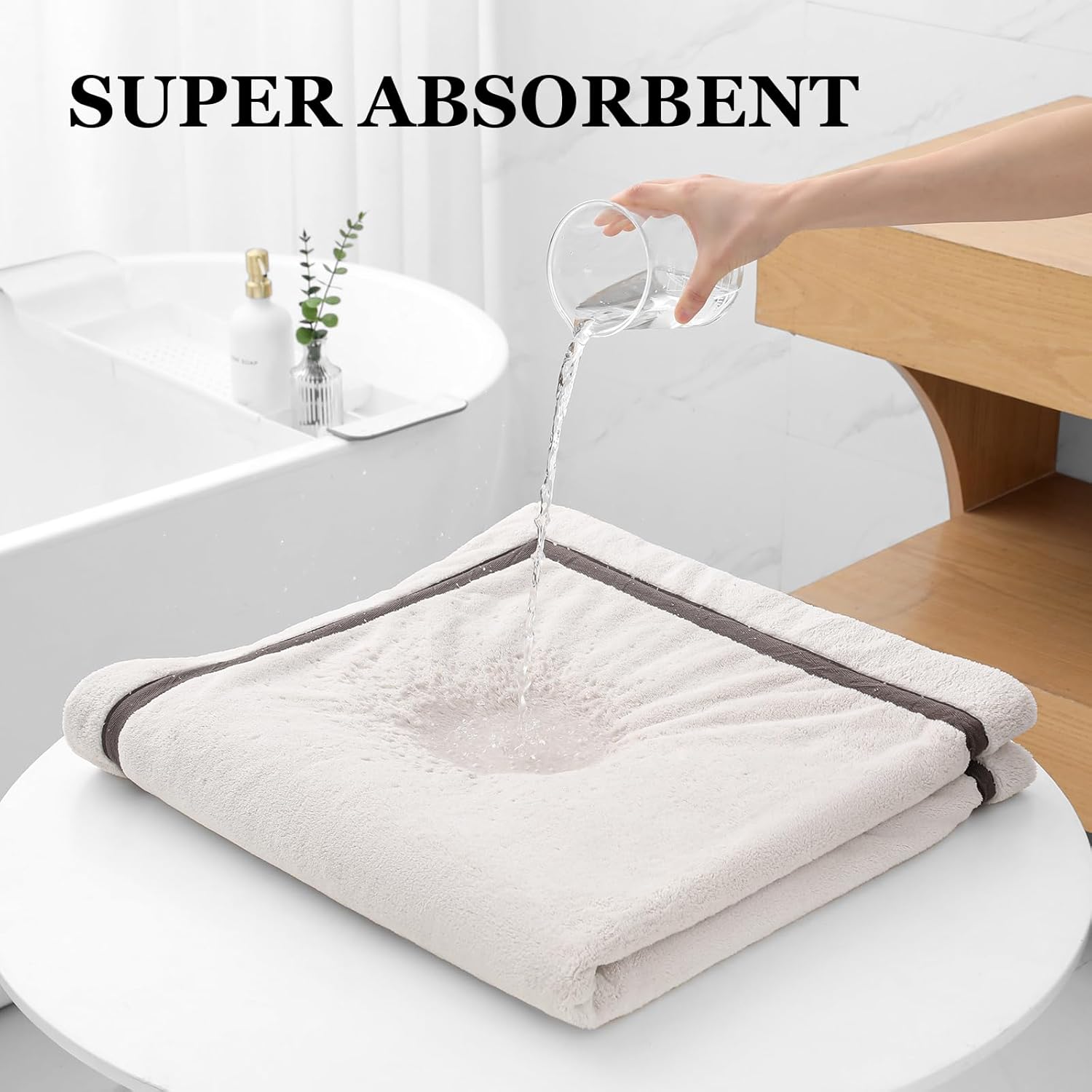 Bath Towel Set,Premium Microfiber Bathroom Towel-2 Extra Large Bath Sheets,2 Hand,2 Washcloths,Super Soft Highly Absorbent Luxury Shower Towels(Cream, 6Piece)