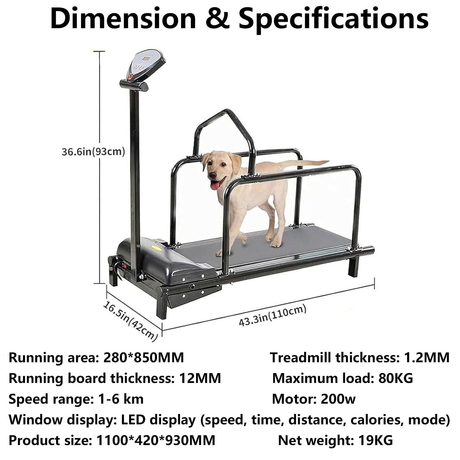 Hundelaufband FüR Kleine Hunde, Hundelaufband FüR Mittlere Hunde, 1,75-Ps-Motor, Geschwindigkeitsbereich 0,8–6 Km/H, Mit Neigungsverstellung Und Anzeigebildschirm