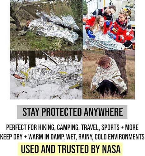 Miniatura 3 de ASA TECHMED Mantas térmicas de Mylar de emergencia a granel, manta espacial, kit de supervivencia para camping, kit de primeros auxilios para