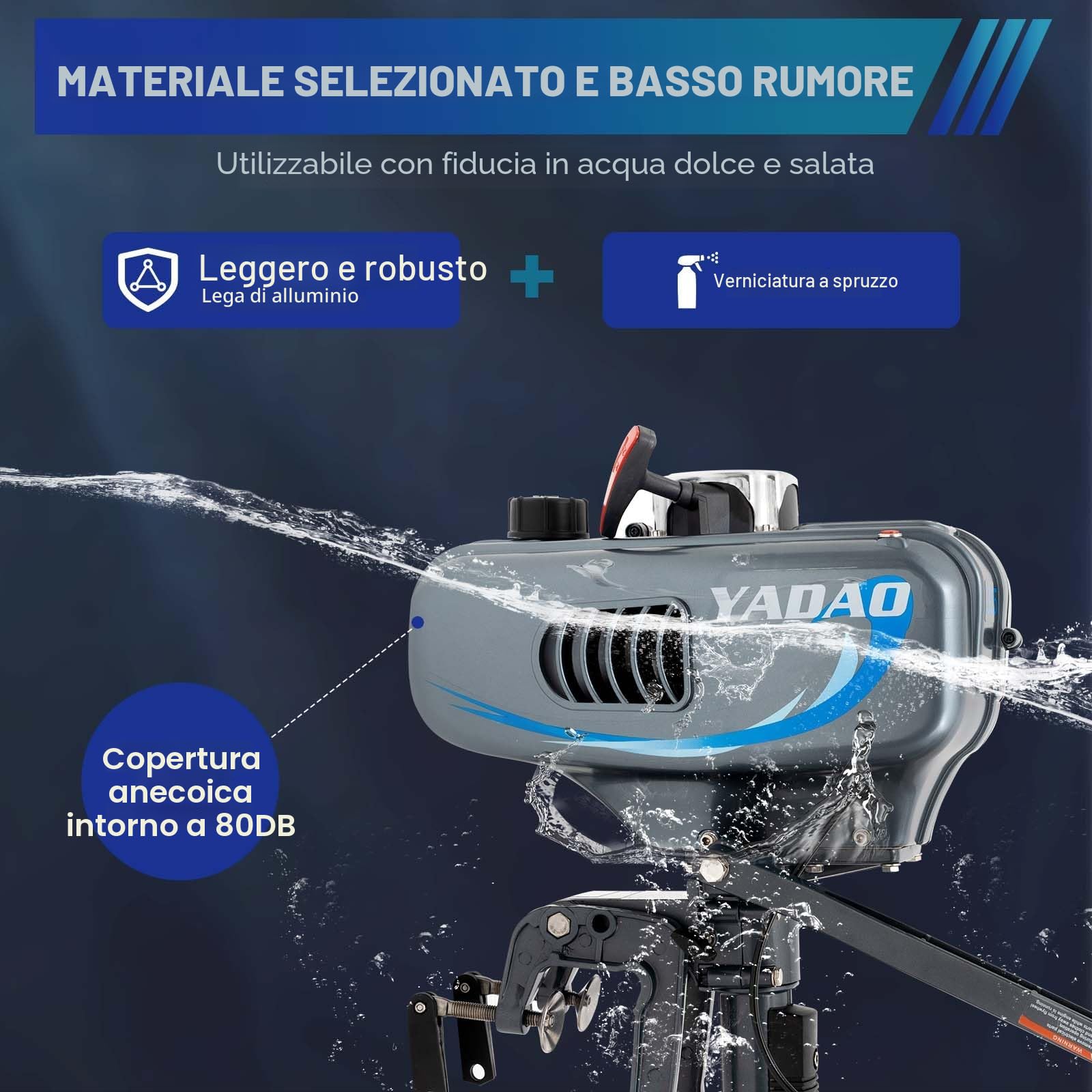 MINRS Motore fuoribordo a benzina, 3,5 Ps, 2 tempi, 49 cc, motore fuoribordo professionale, raffreddamento a mezza acqua, raffreddamento a metà aria, risparmio di carburante, avviamento manuale per