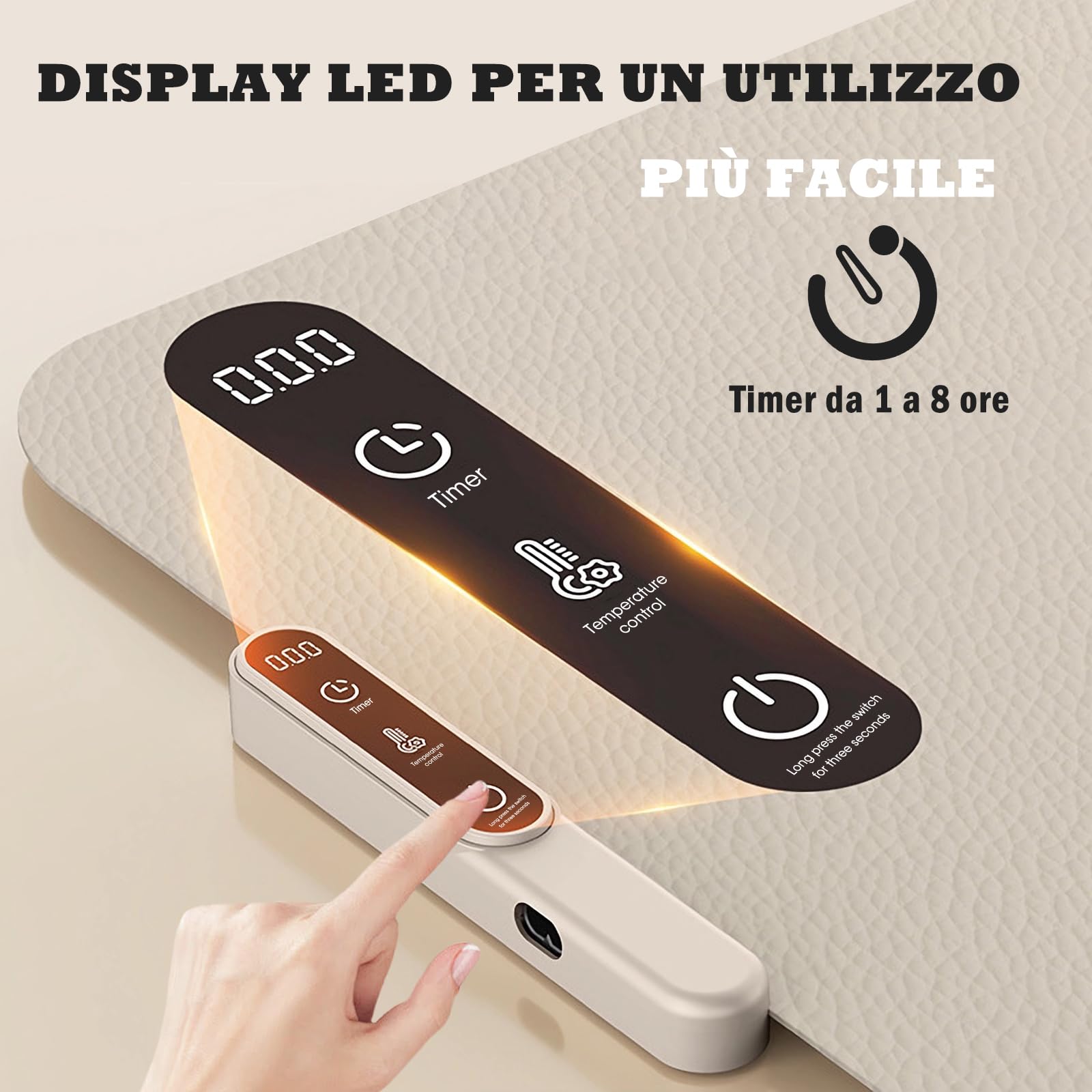 Vassoio Riscaldante Elettrico, Tappetino Elettrico Scaldavivande per Alimenti a Superficie Intera, 8 Livelli Temp, 50~120°C Regolabili, portatile e pieghevole in nanosilicone per mantenere in caldo