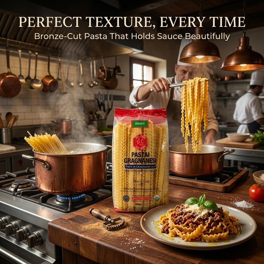 Pastai Gragnanesi Mafaldine Pasta di Gragnano I.G.P. – Organic Bronze Italian Pasta, Reginette Shape, Premium Pasta Imported from Italy – 17.6 oz (500g) – Pack of 5