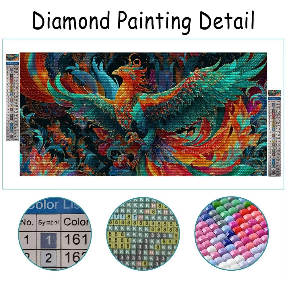 Kolorowa sztuka diamentowa 80 x 160 cm duży obraz diamentowy feniks kryształ sztuka zestawy do malowania dorosłych, pełne kwadratowe wiertło kryształ haft klejnot stras haft krzyżykowy zdjęcia