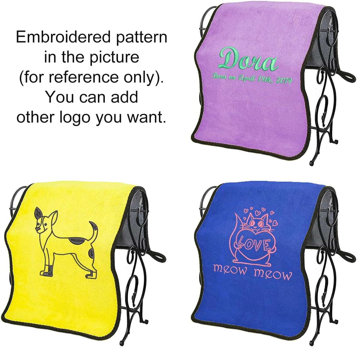 Muka 2 Pcs Embroidered Dog Towels, Pet Grooming Towels High Absorbent 24 x 47 inch Bath Cloth, Add Your Logo