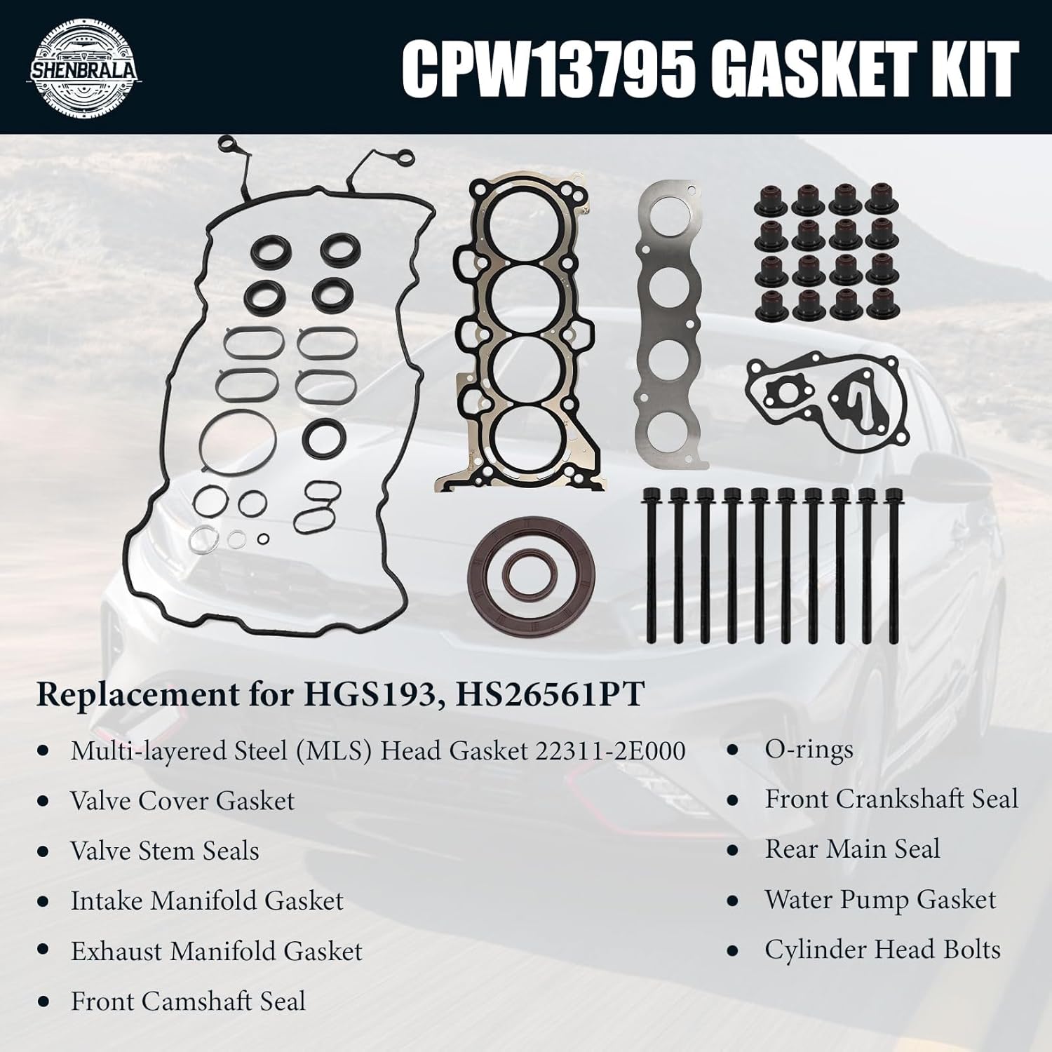 24410-2E000 Timing Chain Kit w/VVT & CPW13795 Head Gasket Set w/Bolts, Fits for Kia Forte/ Forte5 2.0L 2017-2018, for Hyundai Elantra 2.0L 2014-2016 and Tucson 2.0L 2015, 24420-2E000
