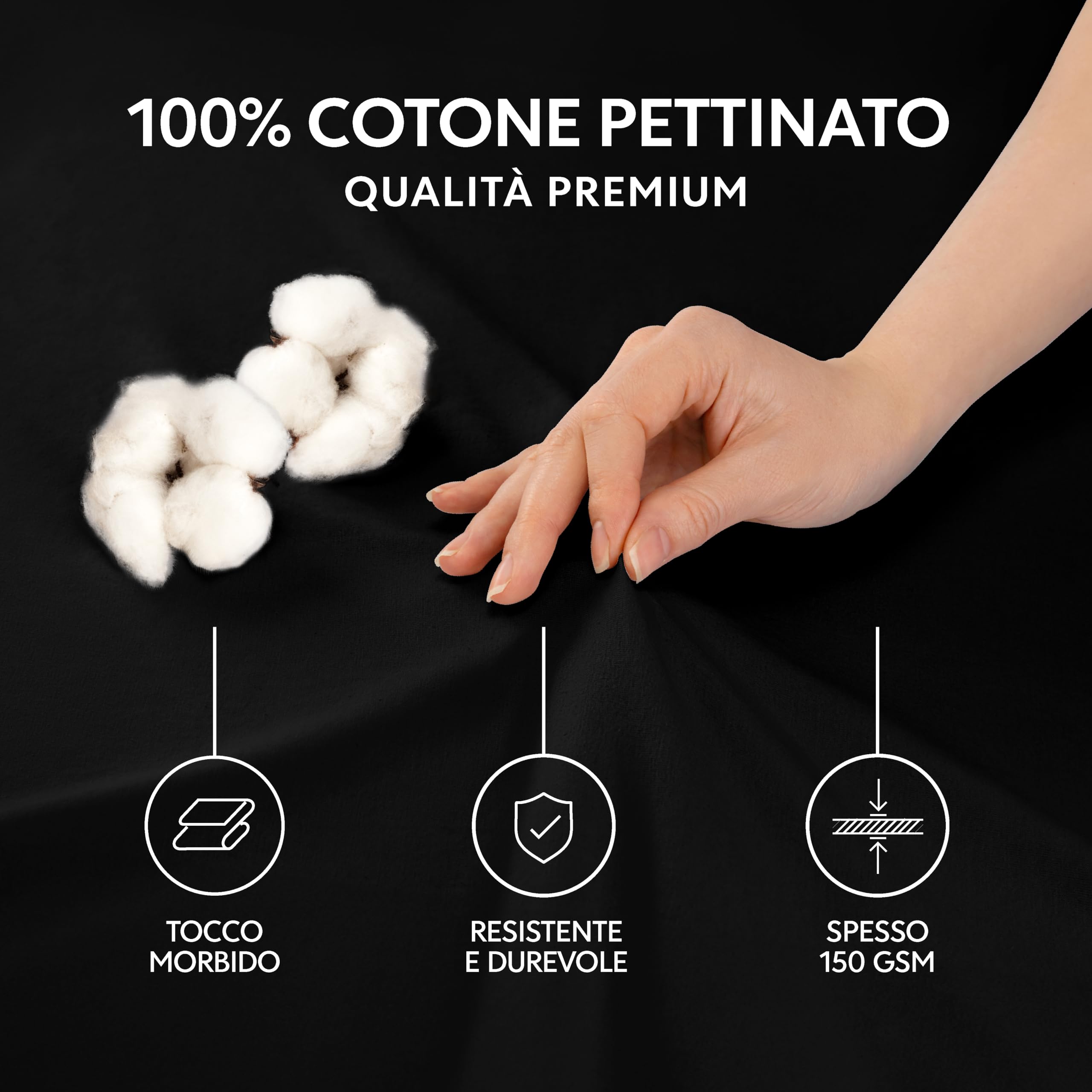 Dreamzie Lenzuola Letto Singolo Cotone 100x200 cm, Altezza Materasso fino a 22 cm - Lenzuolo Con Angoli Singolo - Nero - Certificato senza Prodotti Chimici (Oeko TEX)