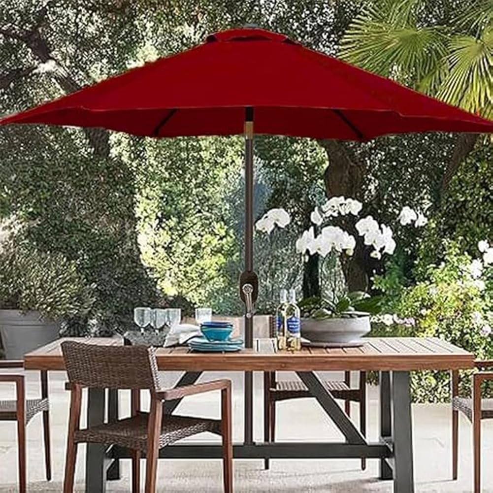 BAKAJI Ombrellone da Giardino Parasole 2.7 Metri per Balcone, Sistema Air Vent, Inclinazione Regolabile e Apertura Manovella, Rivestimento Anti UV Impermeabile per Mare, Terrazzo, Spiaggia