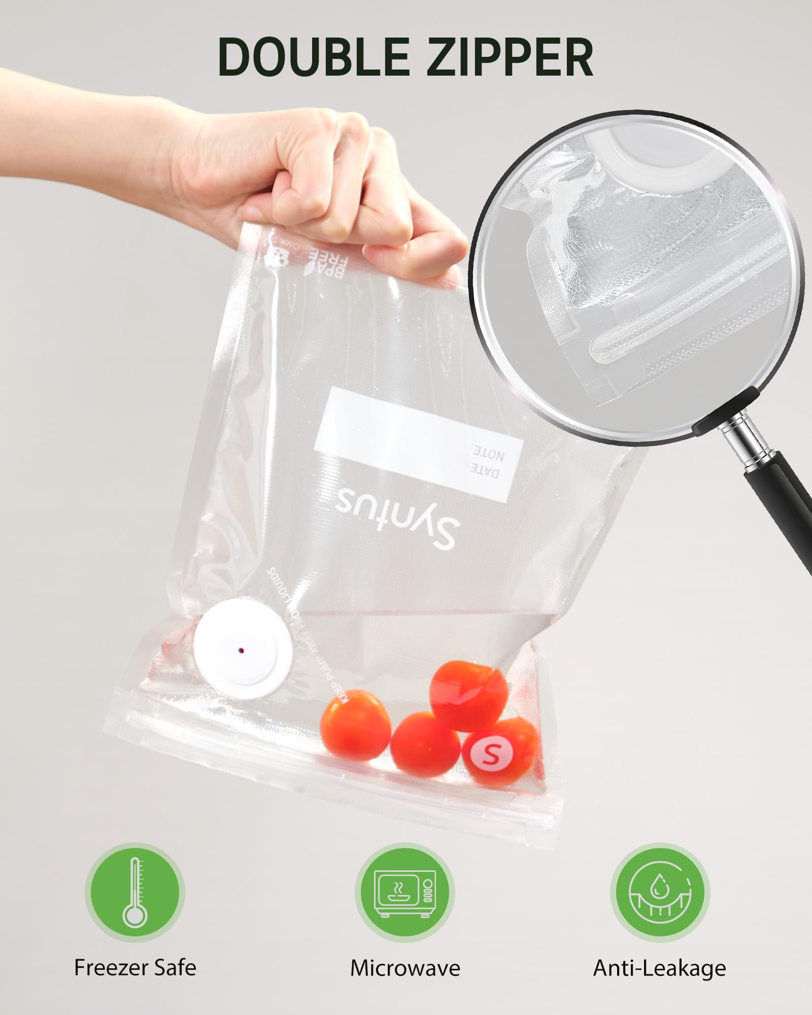 Syntus Bolsas selladoras al vacío, 60 bolsas de 20.3 cm x 25.4 cm y 25.4 cm x 35.1 cm y 30.0 cm x 35.1 cm, bolsas de almacenamiento de alimentos reutilizables con válvula de aire mejoradas para