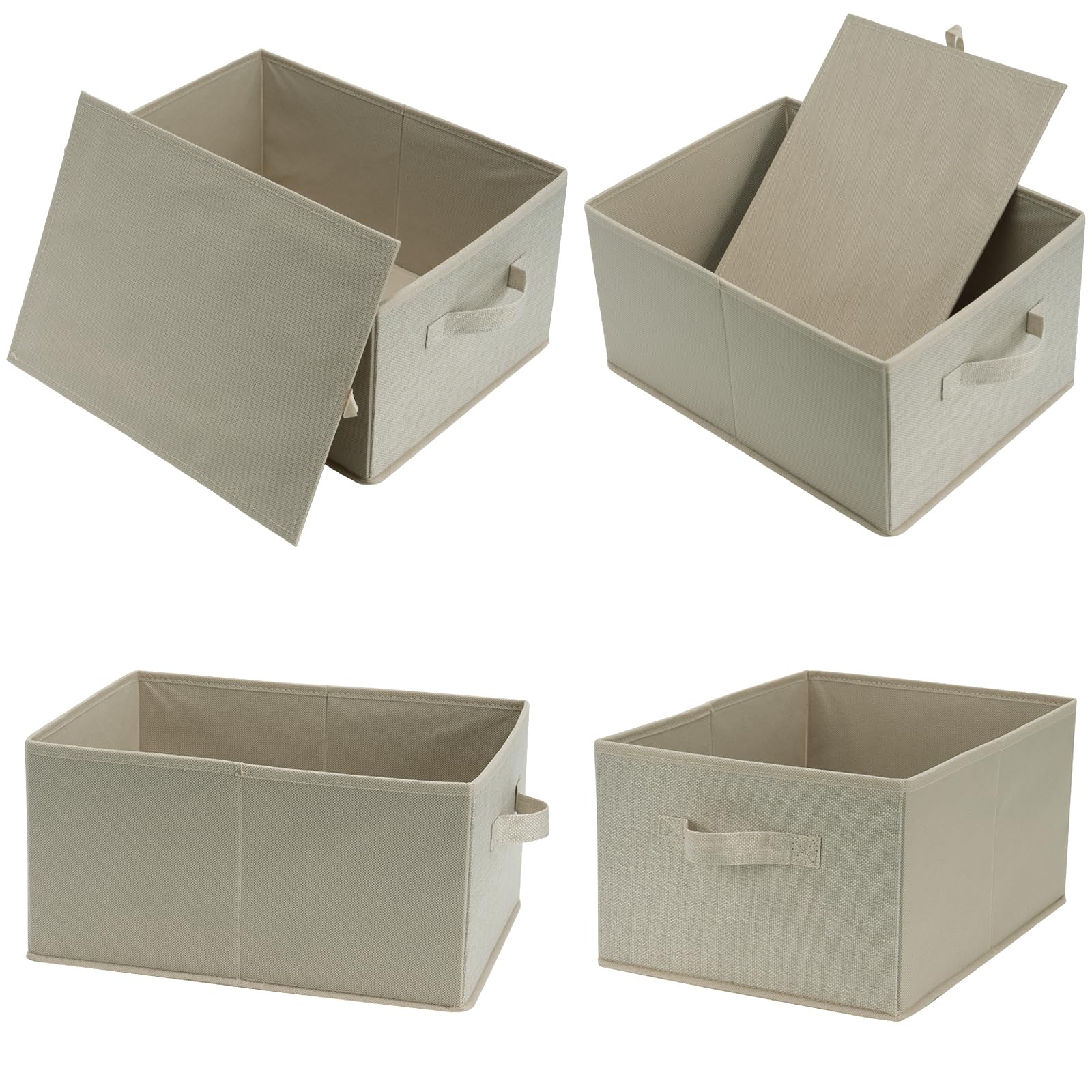 JAKAGO Cajas de almacenamiento plegables para armario, paquete de 4 unidades, organizador de almacenamiento de tela superior de 39 x 29 x 20 cm, organizador de cajones de ropa para ropa, camisas