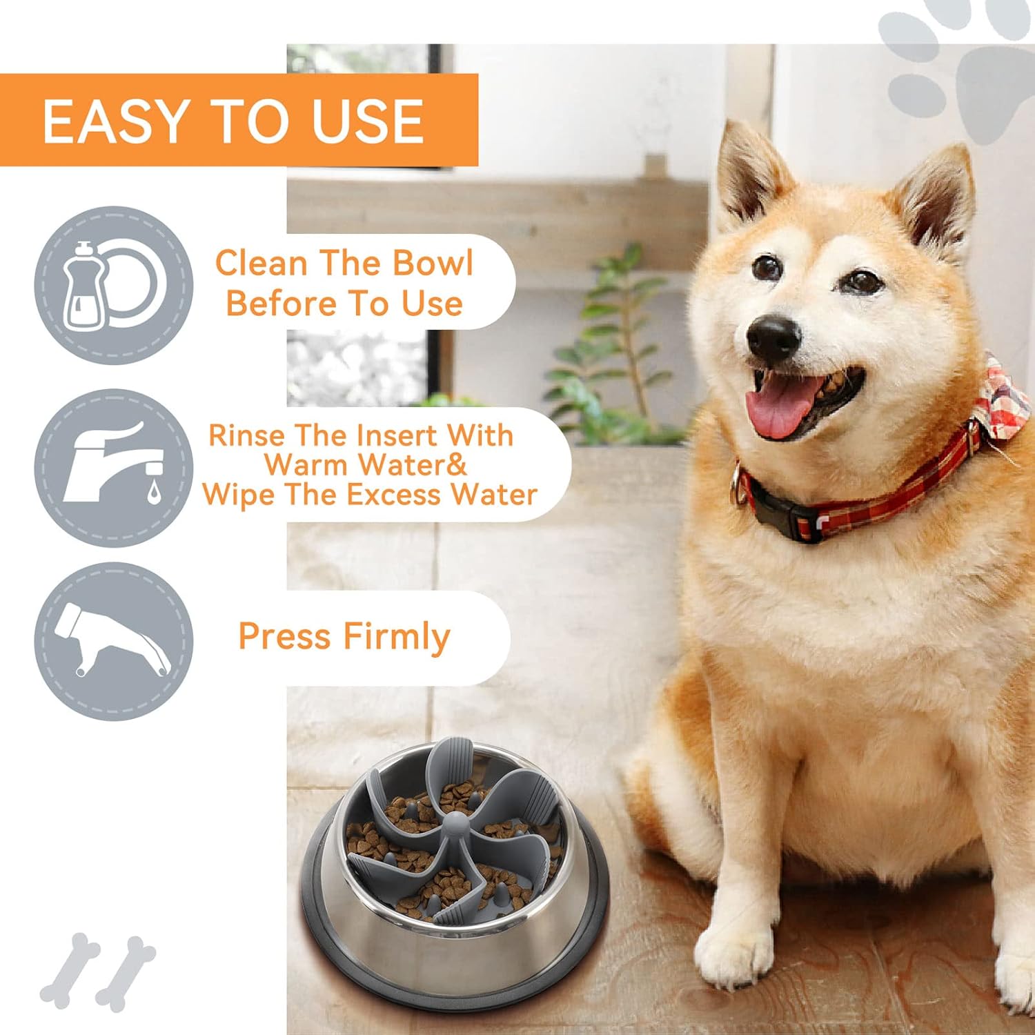 PETTOM Dog Feeder Slow Food Accessory Slow Food Bowl Dish for Eating Space Slow Feeder Bowl Feeding Slow Food for Dogs, Adjustable Size Non-Slip 3