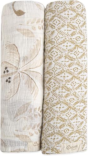 Vista 20 de Crane Baby Mantas de Arrullo de Muselina 100% Algodón, Beach Life Estrella de Mar, Juego de 3, 47" x 47", Arrullos para Recién Nacidos, Bebé y Niñas