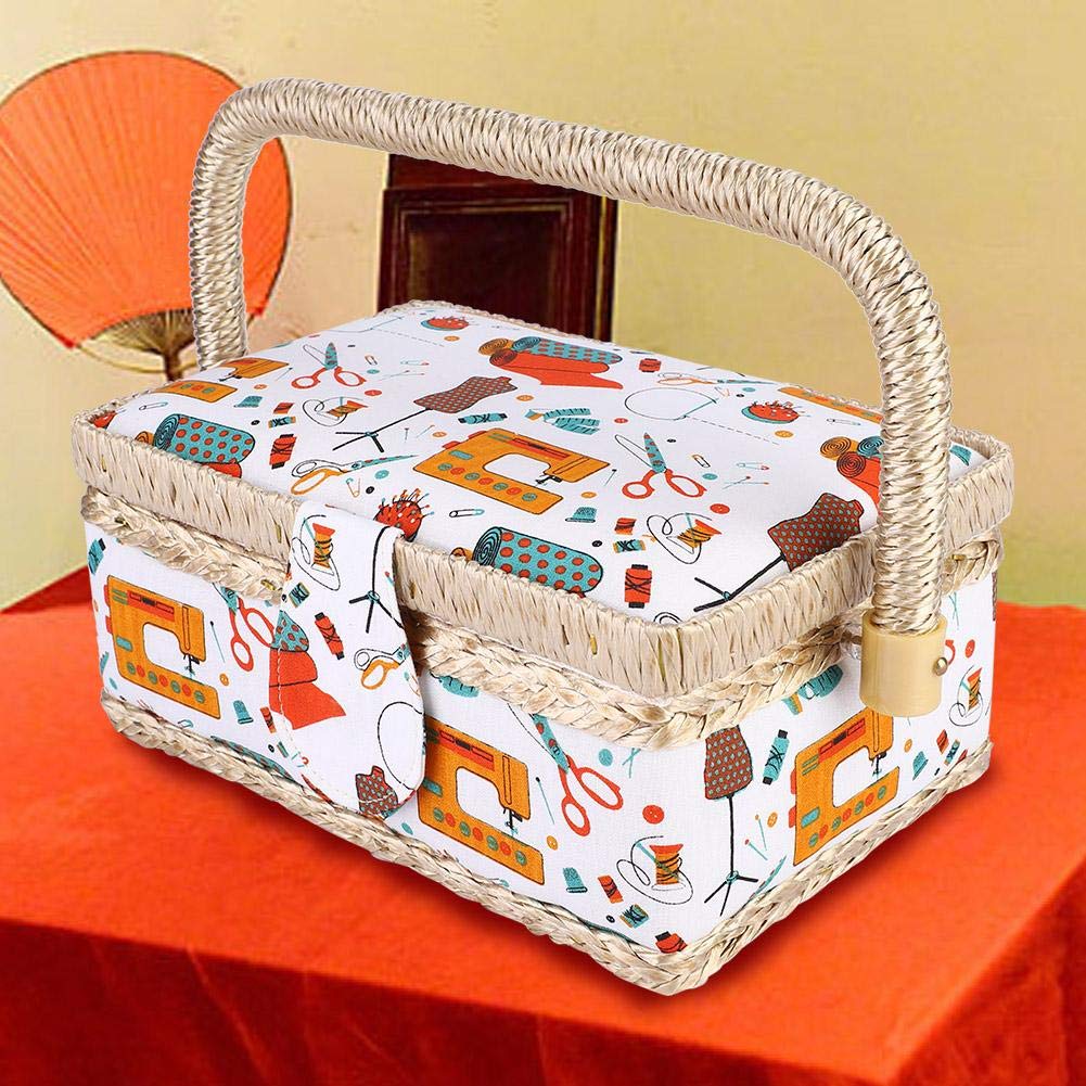 Cesto da cucito, kit cesto da cucito Durevole organizer portaoggetti da cucito Scatola organizer da cucito Cesto da cucito organizer, per fili di forbici