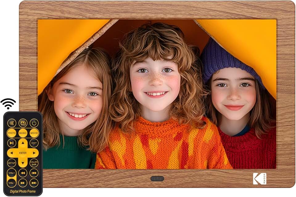 KODAK Porta-Retratos Digital De 8", Tela Hd Ips 1280X800 Com Controle Remoto, Memória 32 Gb, Rotação Automática (Cáqui - Sem Wi-Fi)