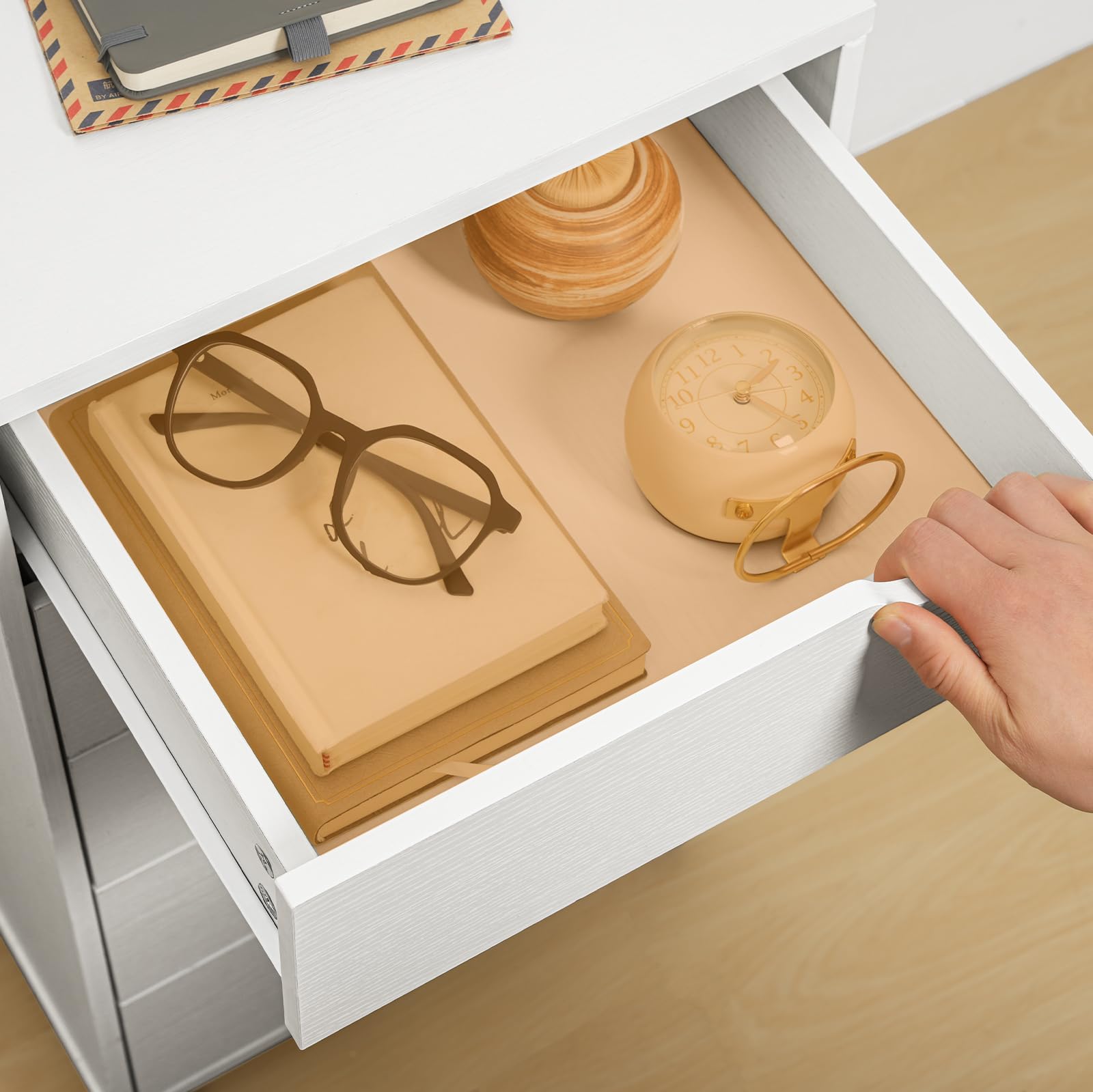 HOOBRO Rollcontainer mit 5 Schubladen, mobiler Aktenschrank mit 4 Lenkrollen, Schubladenschrank, Büroschrank, Bürocontainer, Schreibtisch Unterschrank für Arbeitszimmer und Wohnzimmer, Weiß EWT15WJ01