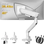 monTEK Single Monitor Arm with USB, Mechanical Spring Monitor Arm for 17-40" Screens, Adjustable Monitor Desk Mount Holds up to 26.4 lbs with C Clamp/Grommet Desk Mount, VESA 75/100mm, MA1011UCWH
