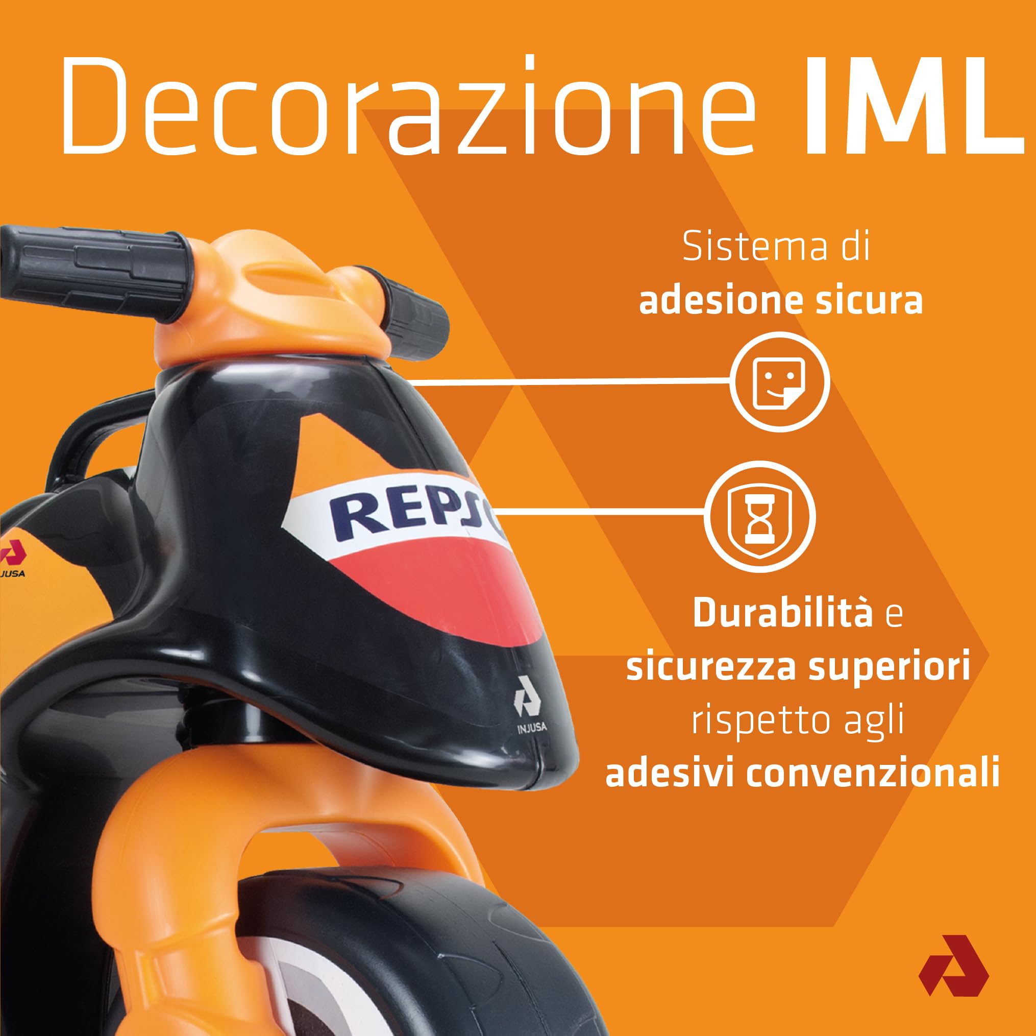 Moto per Bambini 18-36 Mesi Moto Bambino 3 Anni Ruote Larghe Stabile Senza Pedali - Primi Passi Bimbi - Ergonomica Maniglia Trasporto + Design REPSOL - INJUSA